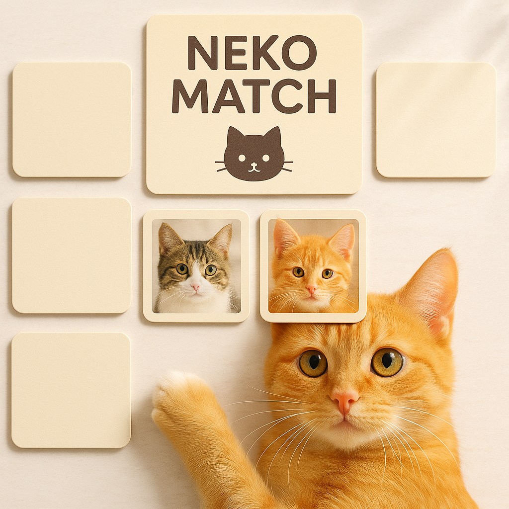ねこめくり｜ペア探しの神経衰弱の実際の画面